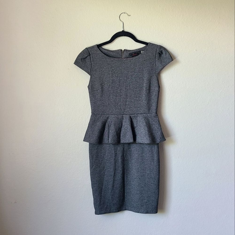 Alice + Olivia Employed Grey Peplum Dress Size 4